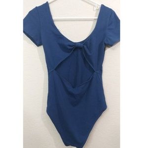 black poppy blue bodysuit with open back. size m